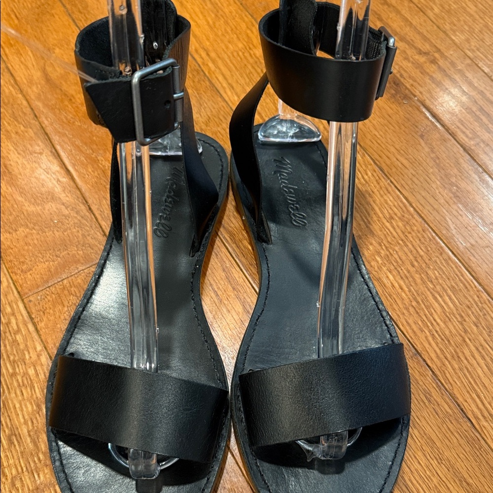 Madewell Black Ankle Strap Leather Sandals